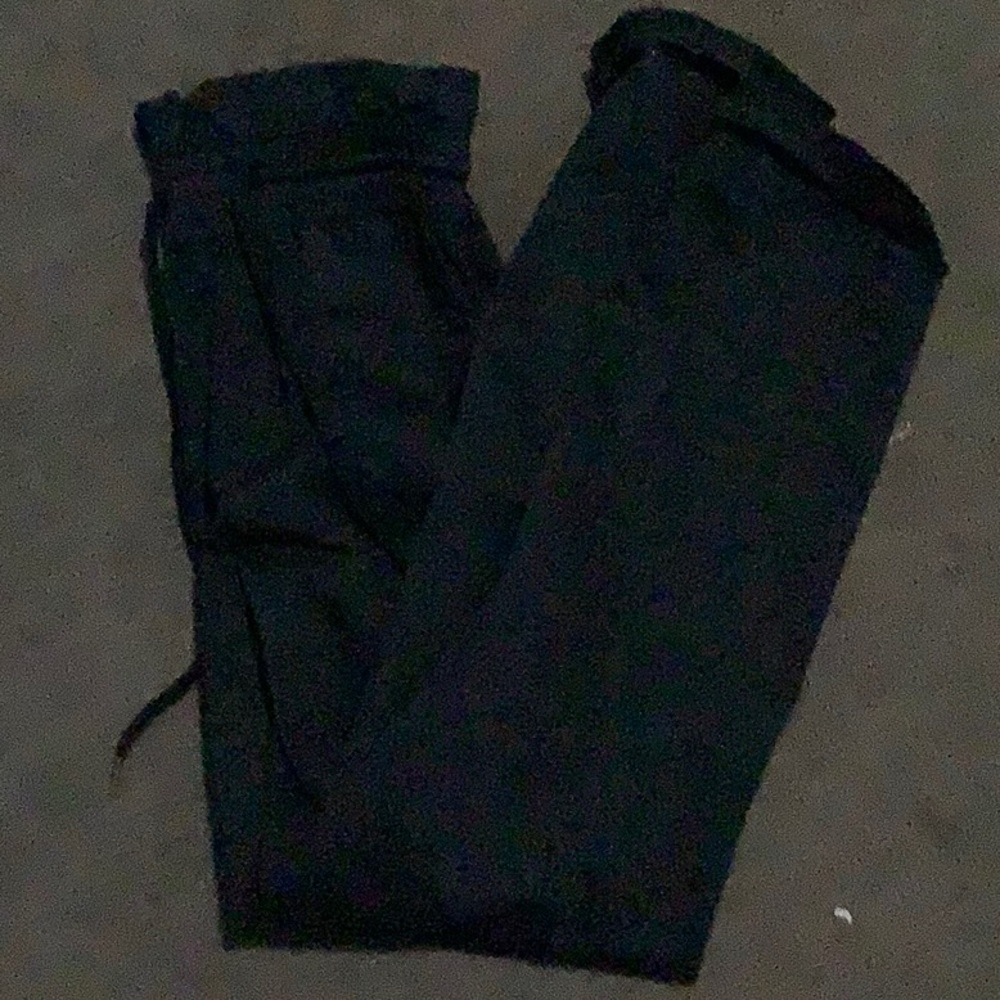 BLACK PAPERBAG WAISTED PANTS